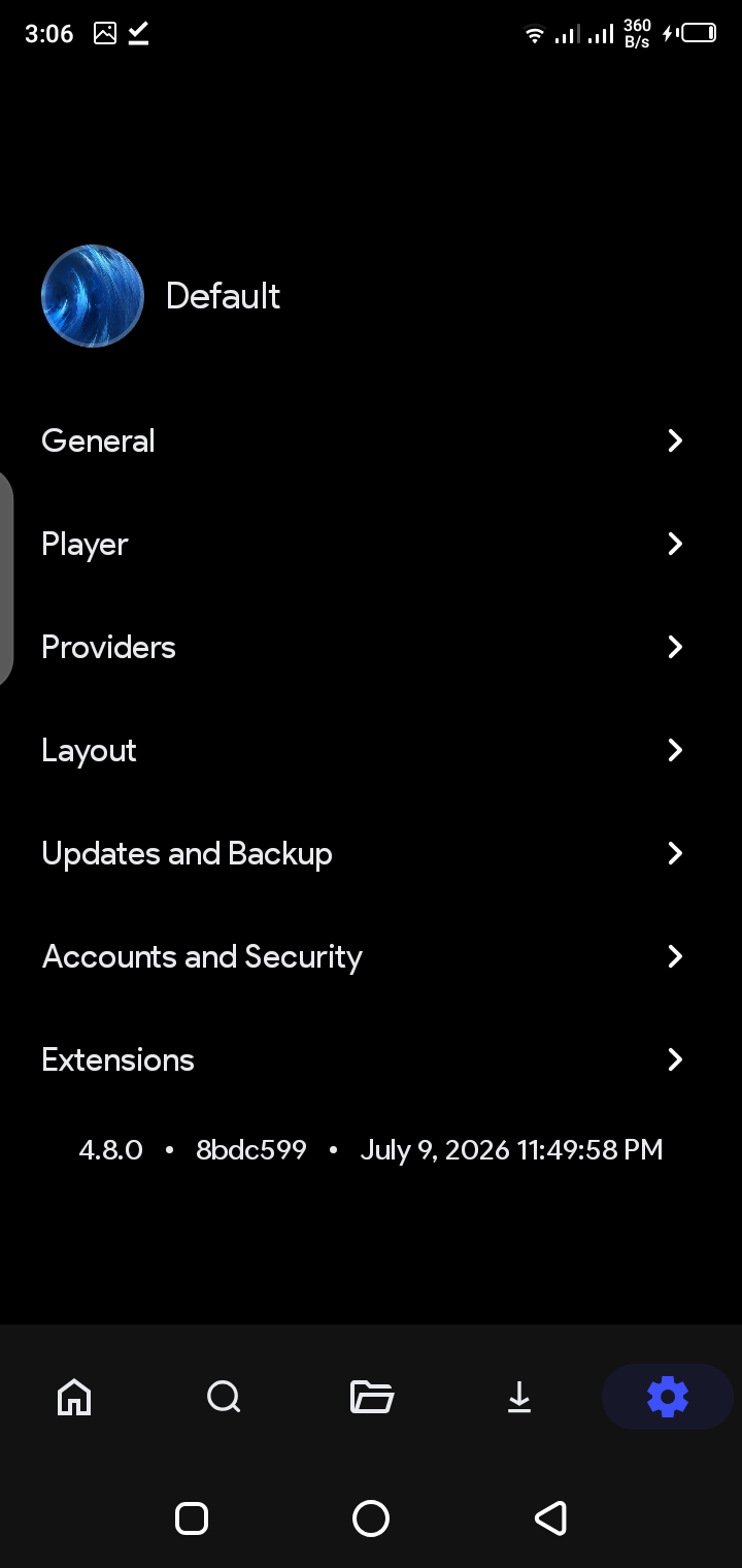 CloudStream app interface with search and playback options